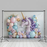 Lofaris Elegant Unicorn Shape Balloons Cake Smash Backdrop